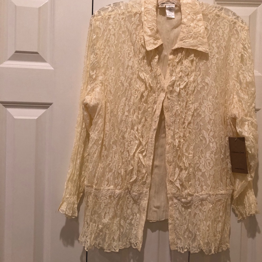 3/$20 NWT Coldwater Creek ivory lace blouse, 1X